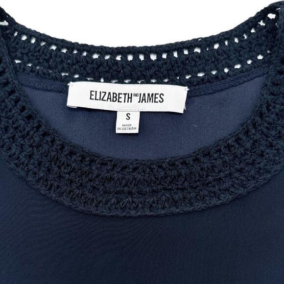 ELIZABETH and JAMES Vivi Crochet Trim Silk Top S - Picture 6 of 10